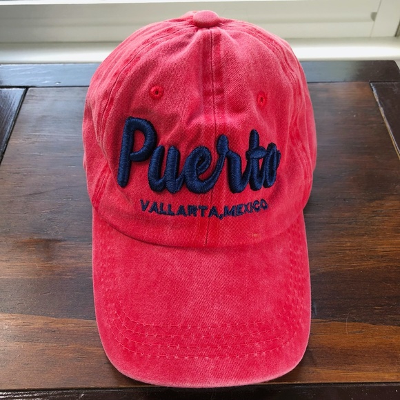 Vintage Sports & Caps Puerto Vallarta Mexico Red Baseball Cap Hat - Picture 1 of 5